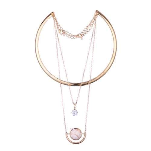 Zircon Gold Collar Chain Multilayer Pendant Necklace For Women