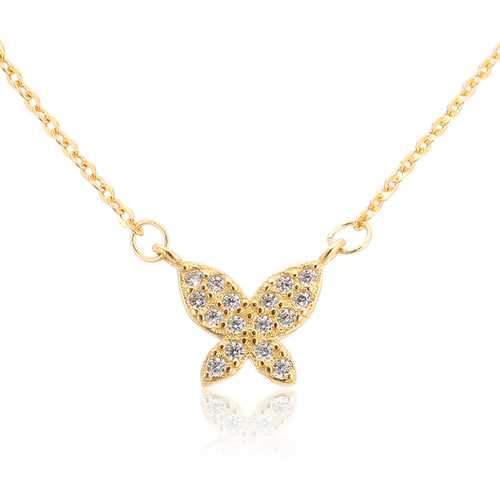 S925 Silver Micro Rhinestone All-match Butterfly Clavicle Necklace